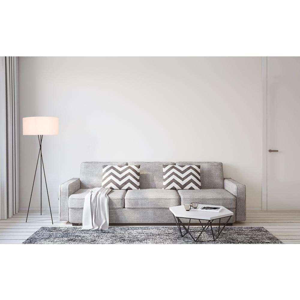 Cason 1 light Black and White shade Floor lamp. Picture 1