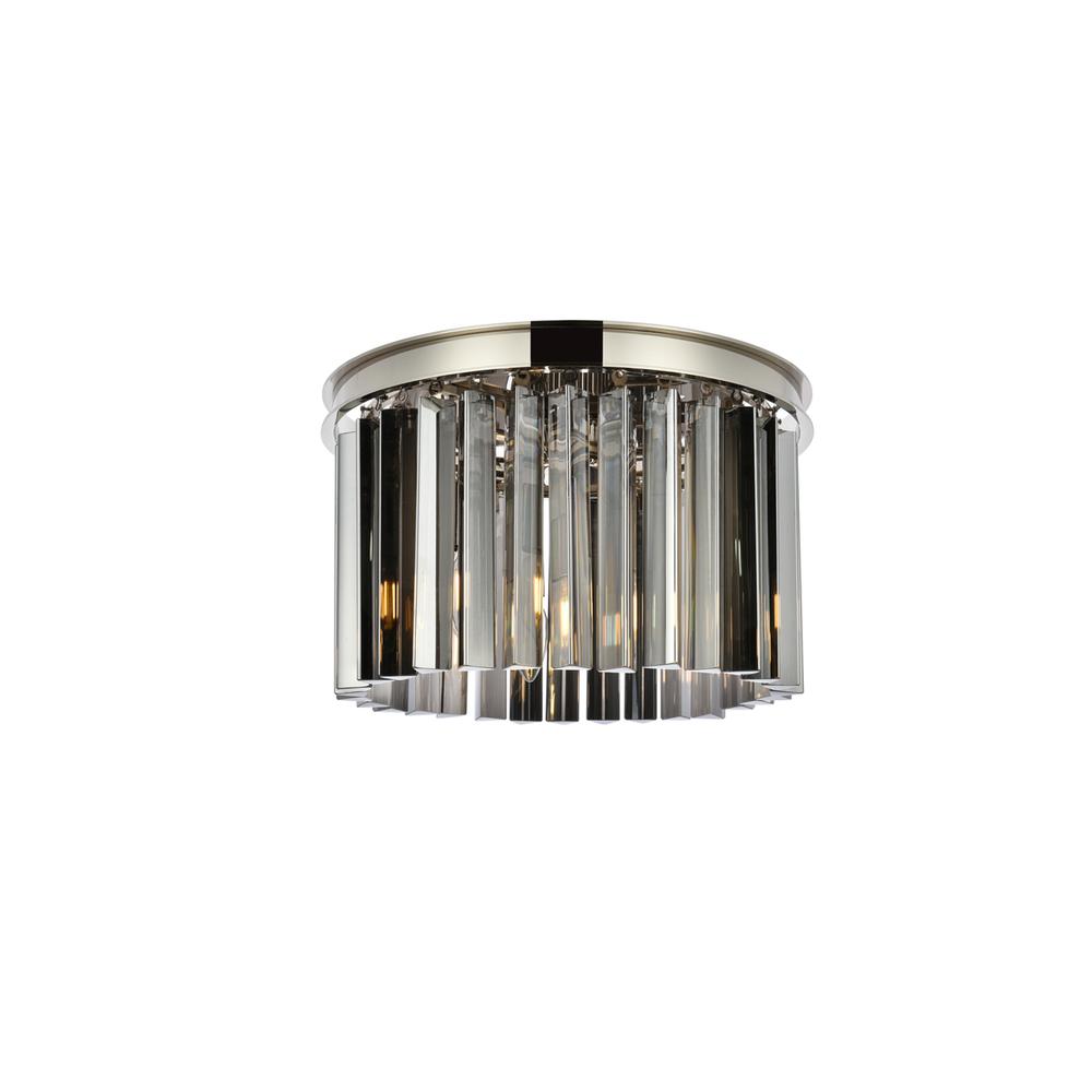 Sydney 3 light polished nickel Flush Mount Silver Shade (Grey) Royal Cut Crystal. Picture 1