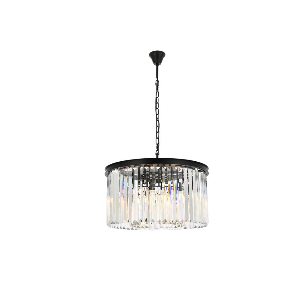 Sydney 8 light Matte Black Chandelier Clear Royal Cut Crystal. Picture 1