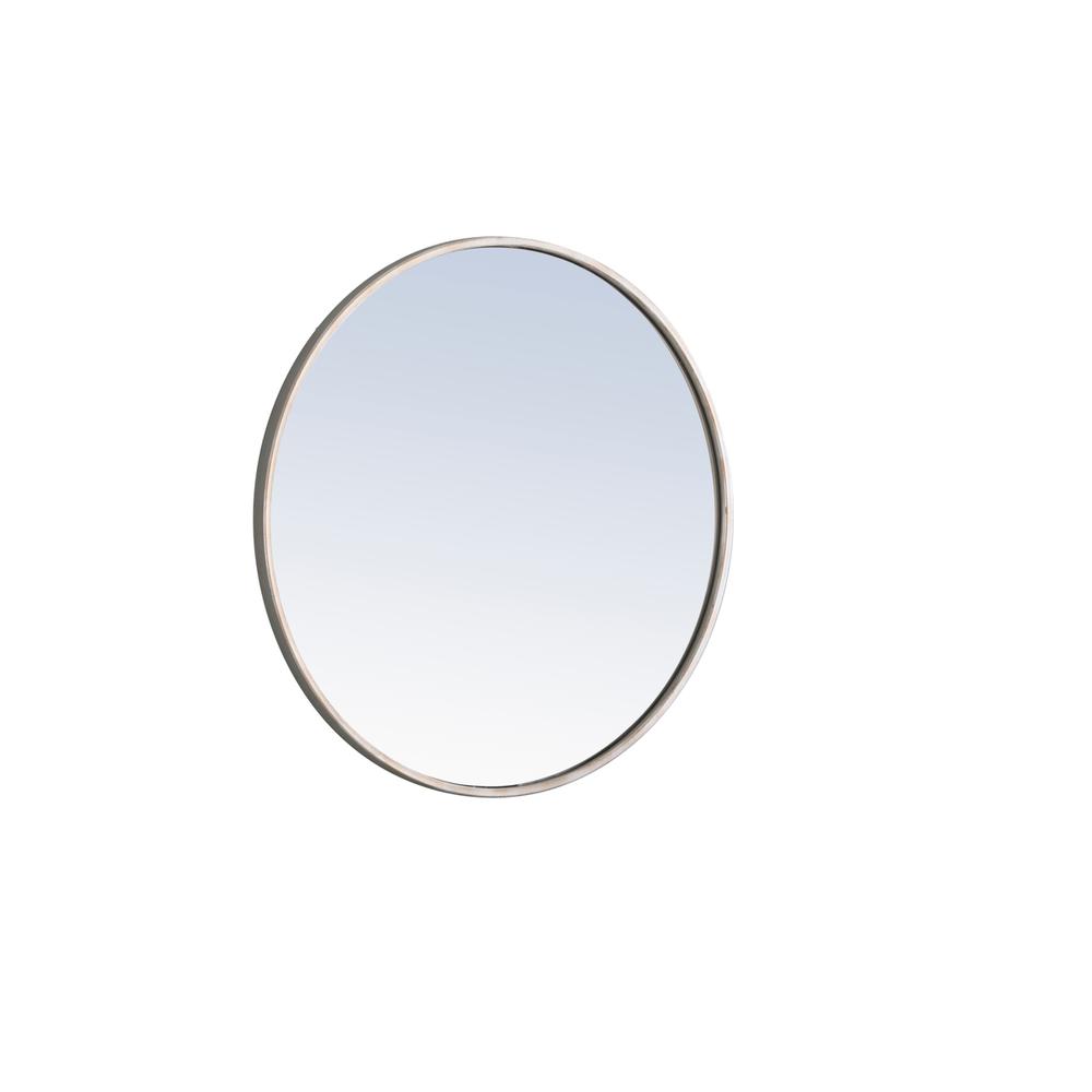 Metal frame Round Mirror 24 inch Silver finish. Picture 4