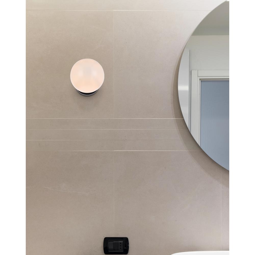Mimi six inch dual flush mount and bath sconce in black with frosted glass. Picture 7