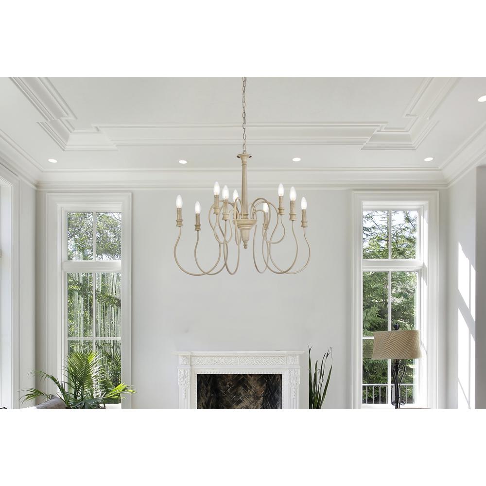 Flynx 9 lights pendant in weathered dove. Picture 8