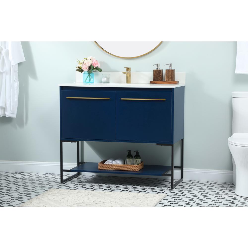 40 inch Single bathroom vanity in blue with backsplash. Picture 2