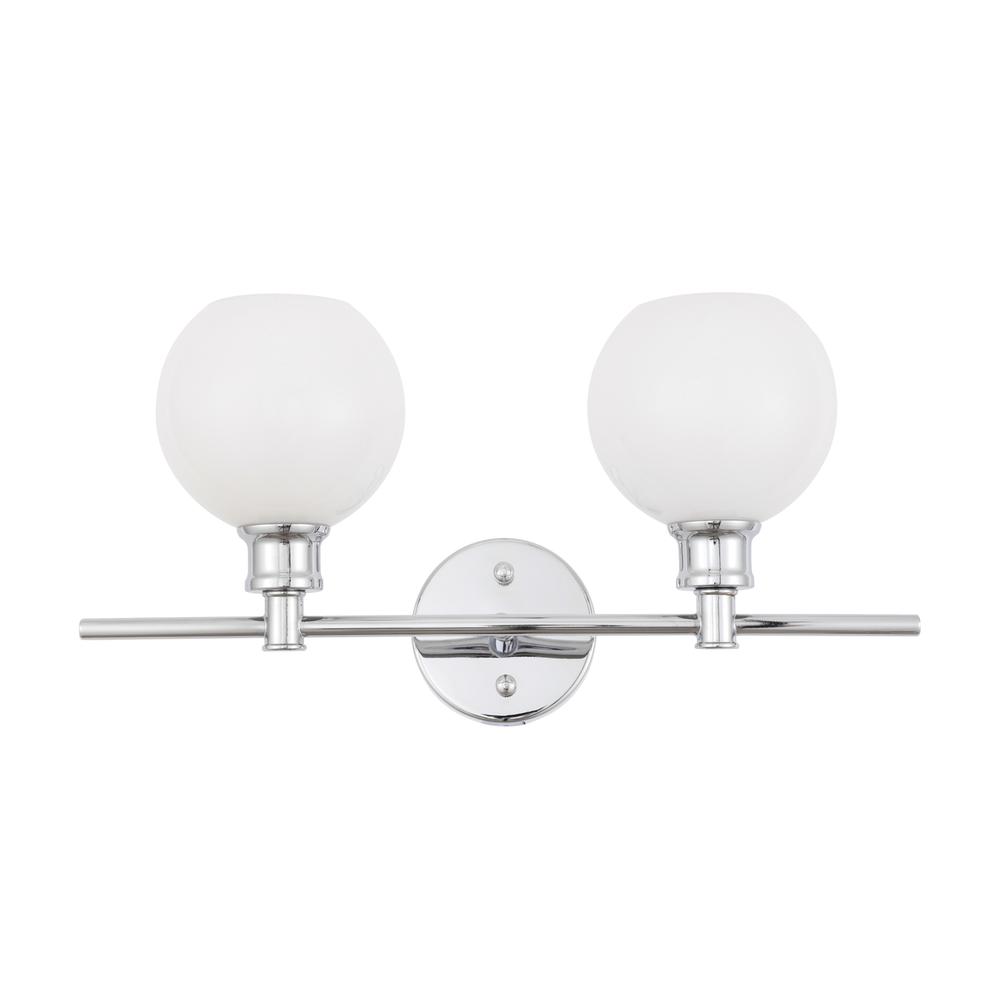 Collier 2 light Chrome and Frosted white glass Wall sconce. Picture 2