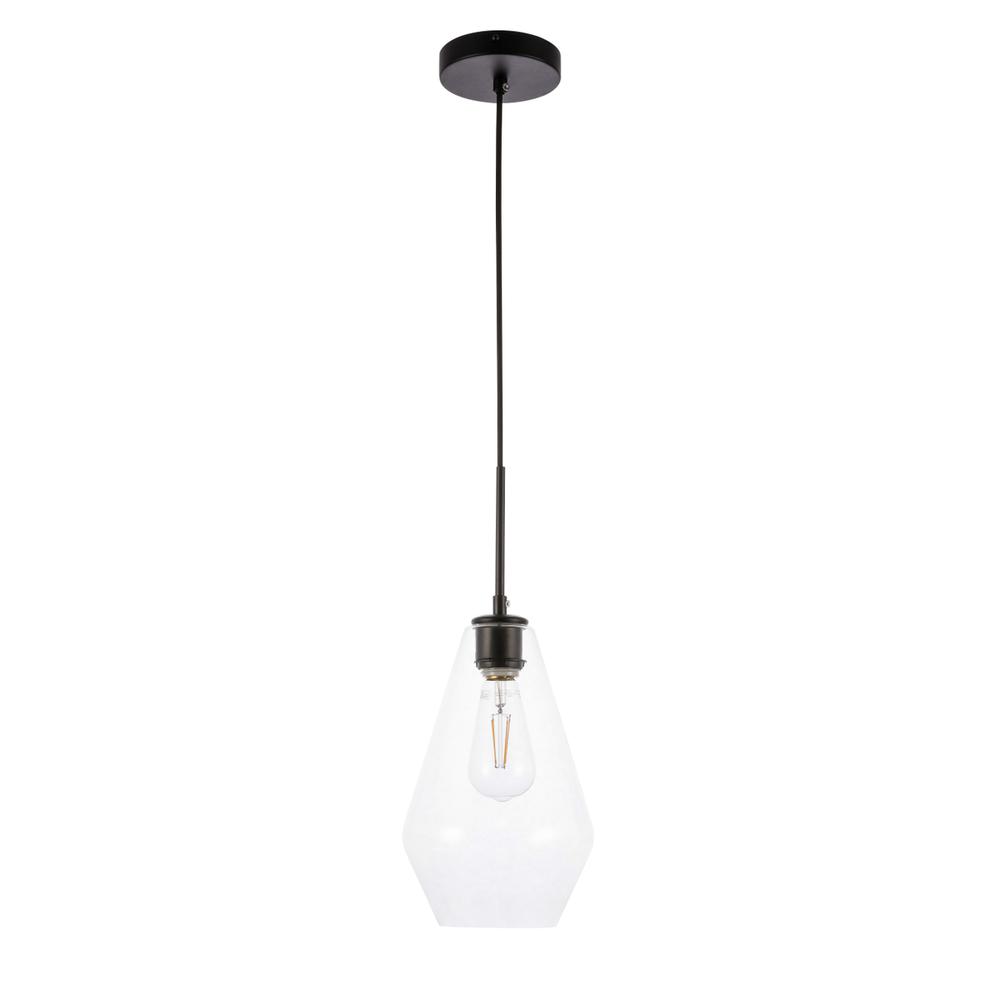 Gene 1 light Black and Clear glass pendant. Picture 4