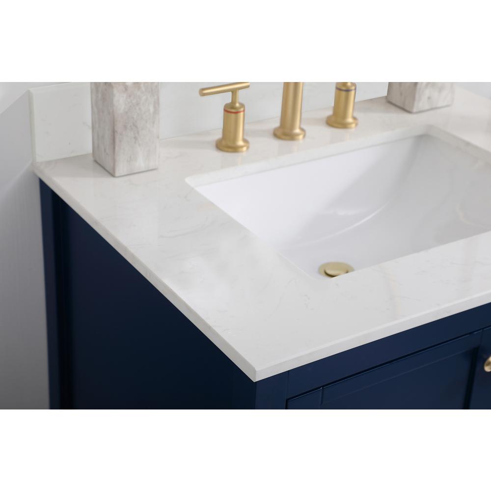 30 inch Single Bathroom Vanity in Blue with Backsplash. Picture 5