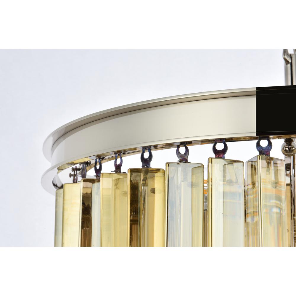 Sydney 9 light polished nickel Chandelier Golden Teak (Smoky) Royal Cut Crystal. Picture 5
