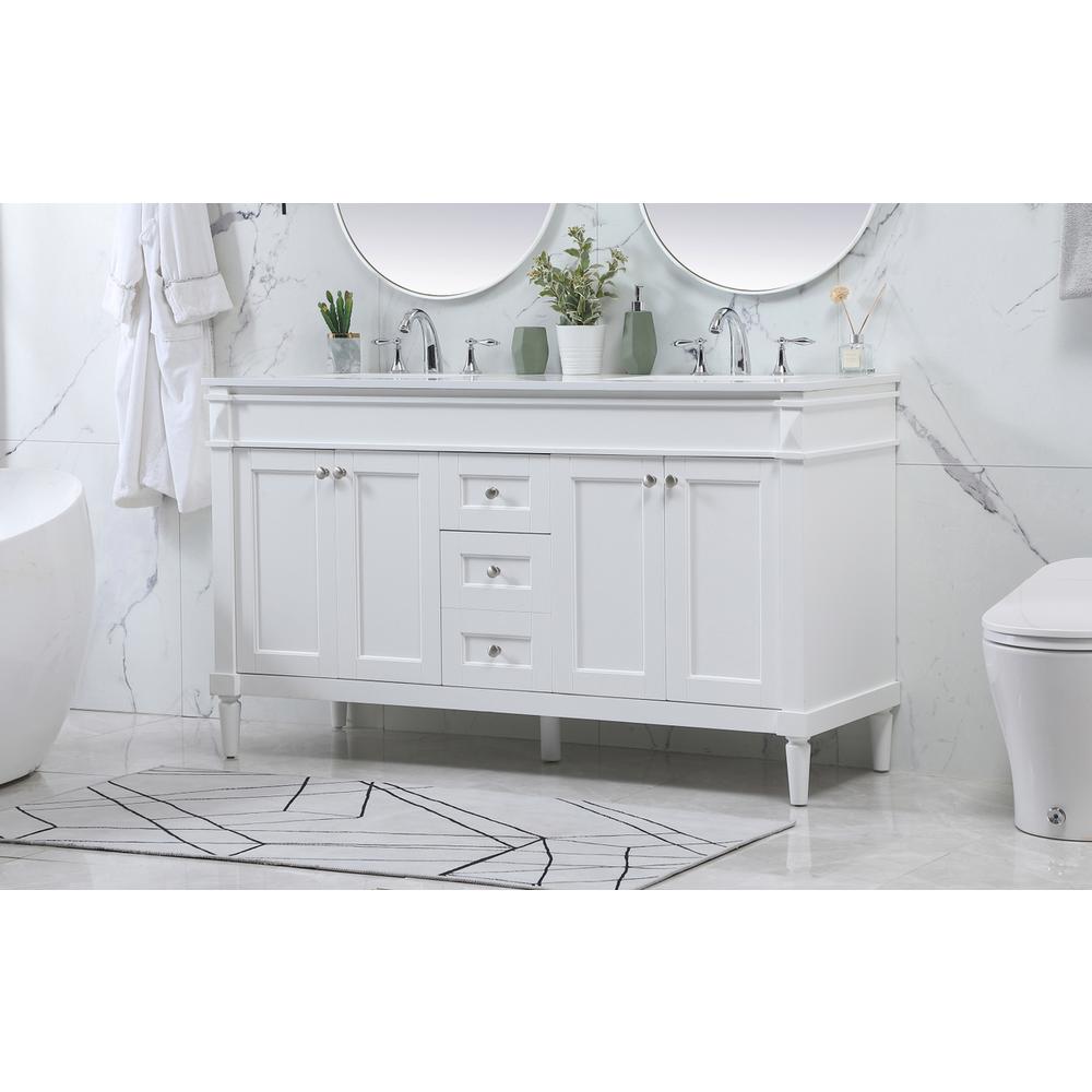 60 inch double bathroom vanity in white. Picture 2