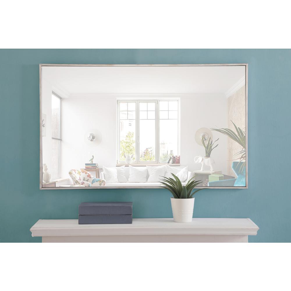 Metal frame Rectangle Mirror 24 inch Silver. Picture 6