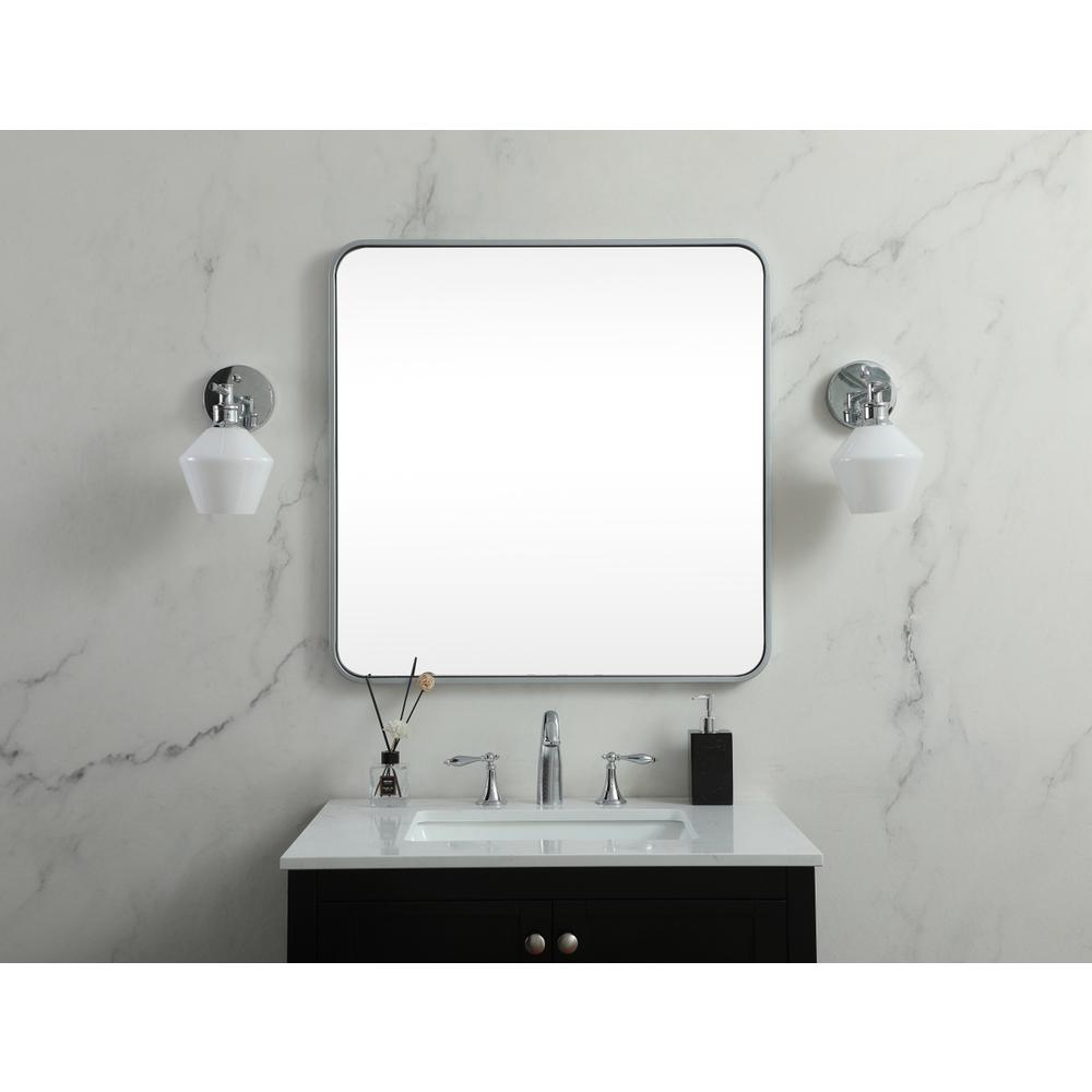 Soft corner metal square mirror 30x30 inch in Silver. Picture 9