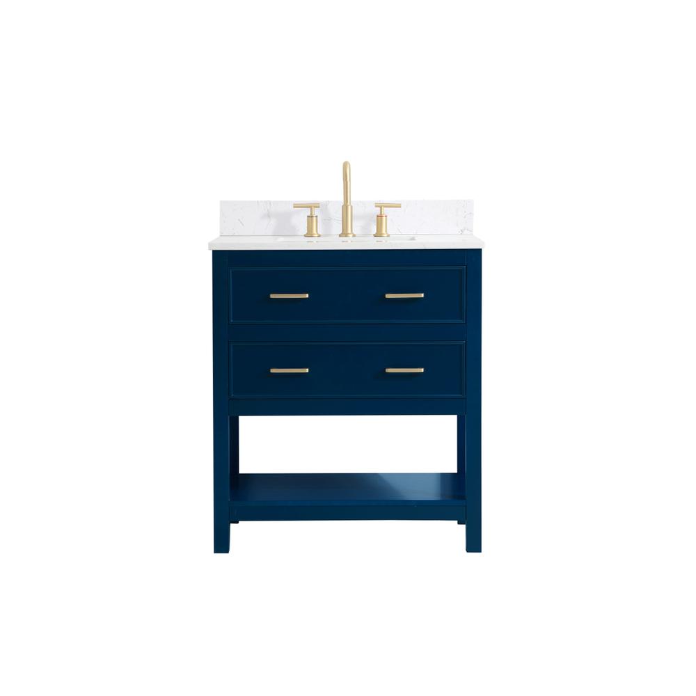 30 inch Single Bathroom Vanity in Blue with Backsplash. Picture 1