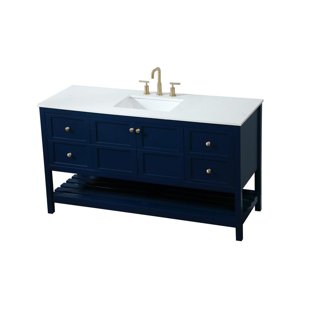 60 inch Single bathroom vanity in blue. Picture 8