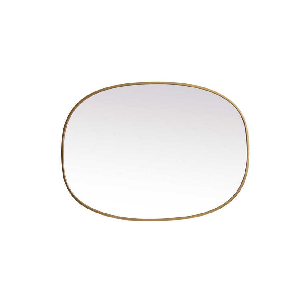 Metal Frame Oval Mirror 27x36 Inch in Brass. Picture 8