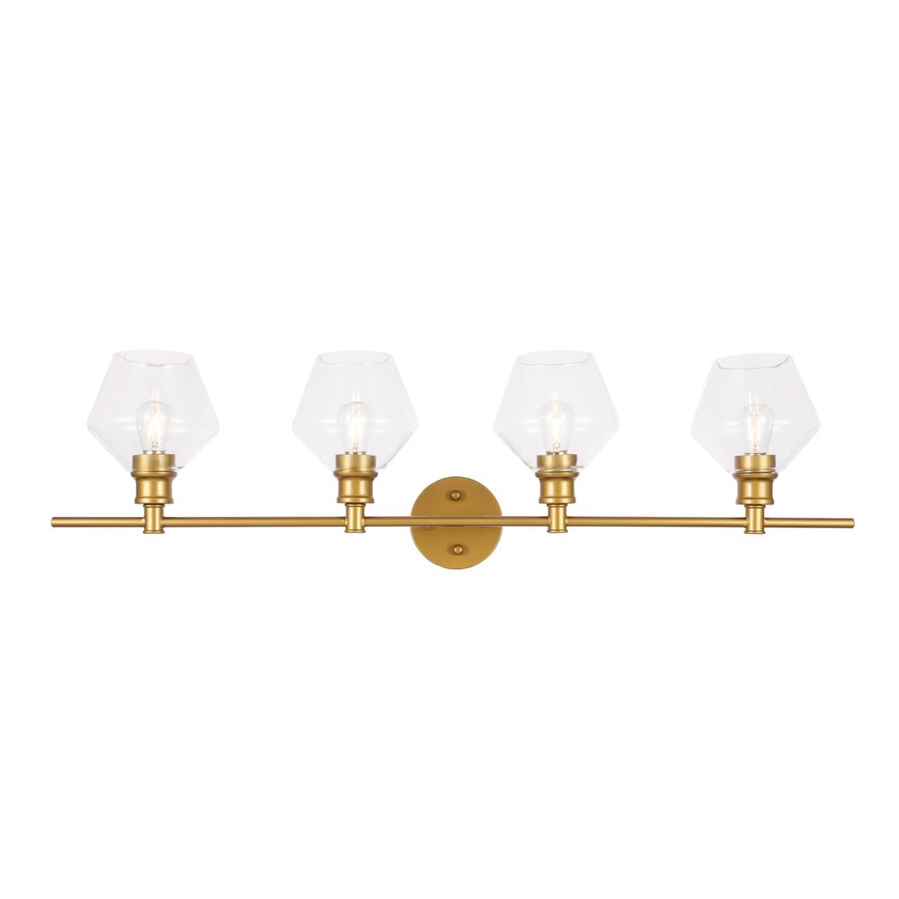 Gene 4 light Brass and Clear glass Wall sconce. Picture 1
