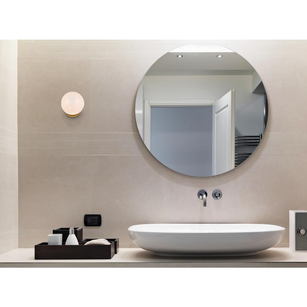 Mimi six inch dual flush mount and bath sconce in brass with frosted glass. Picture 8