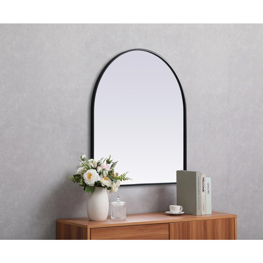 Metal Frame Arch Mirror 33x36 Inch in Black. Picture 4