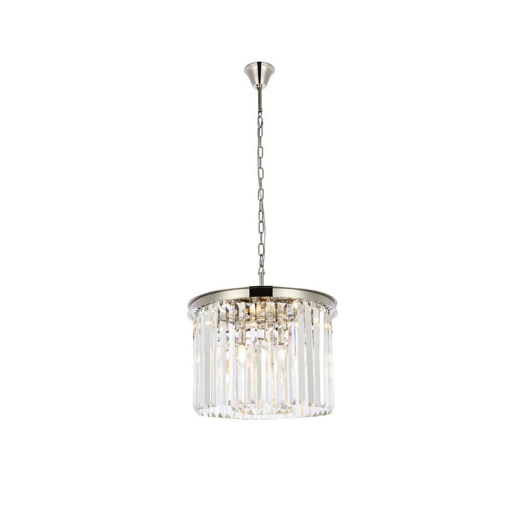 Sydney 6 light polished nickel Pendant Clear Royal Cut Crystal. Picture 1