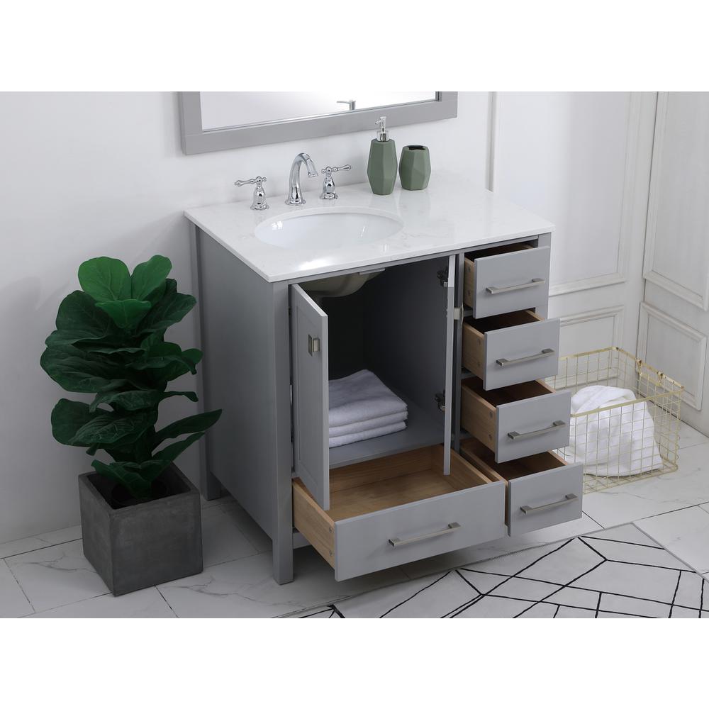 32 inch Single Bathroom Vanity in Gray. Picture 3