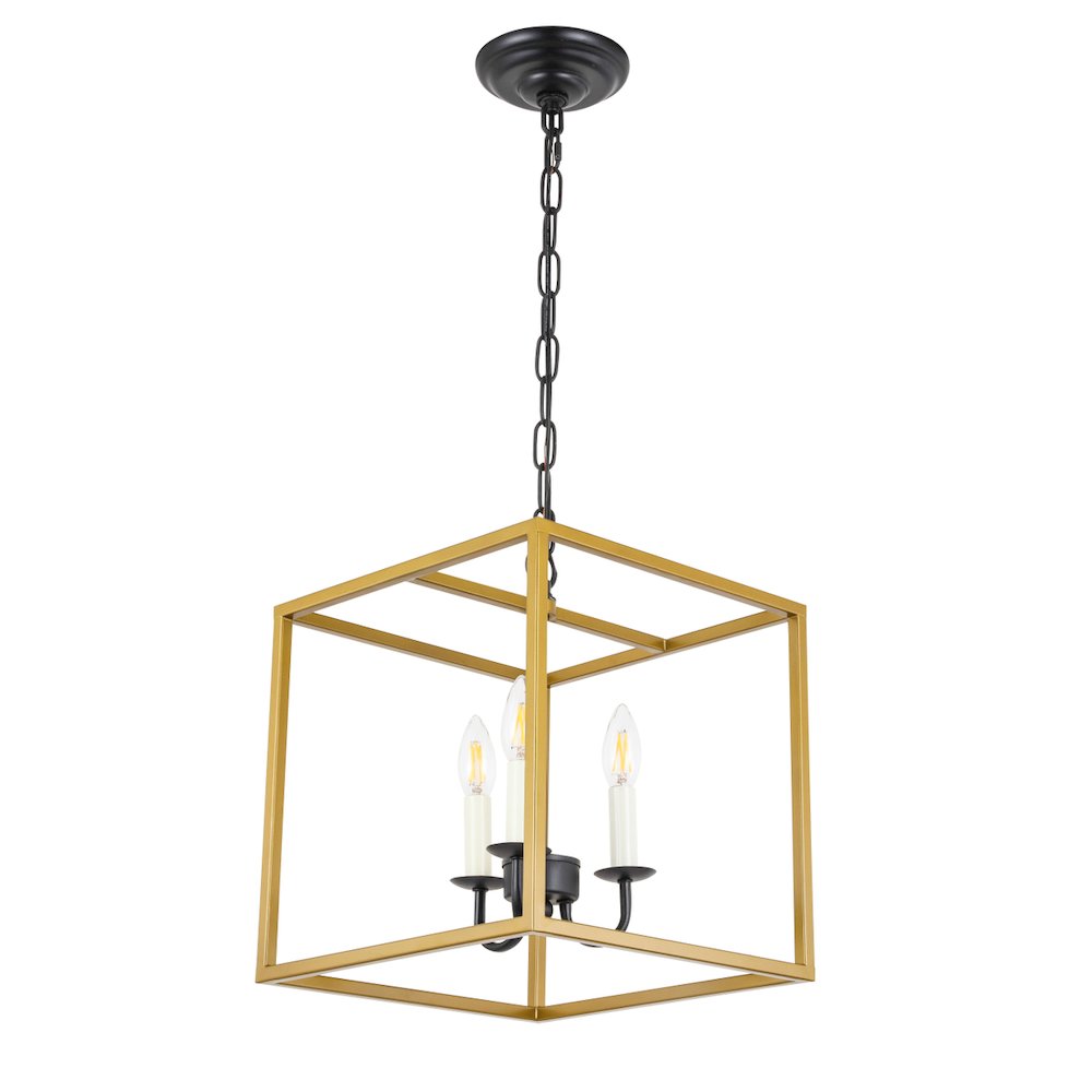 Eclipse 3 Light Brass And Black Pendant. Picture 8