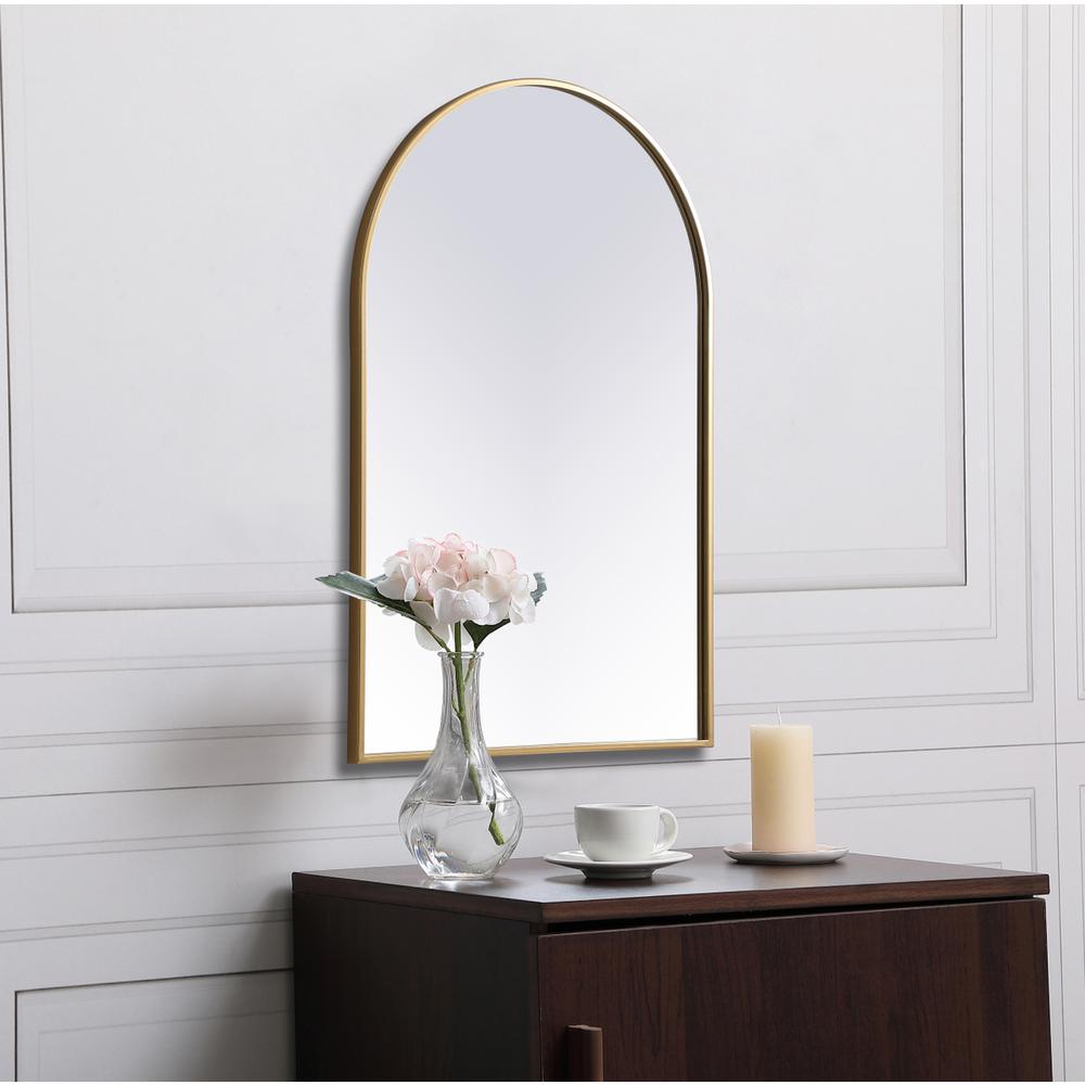 Metal Frame Arch Mirror 24x36 Inch in Brass. Picture 4
