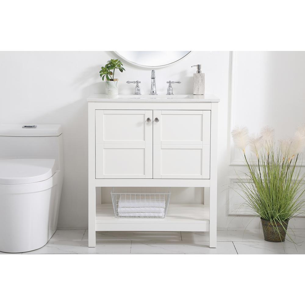 30 inch Single Bathroom Vanity in White. Picture 14
