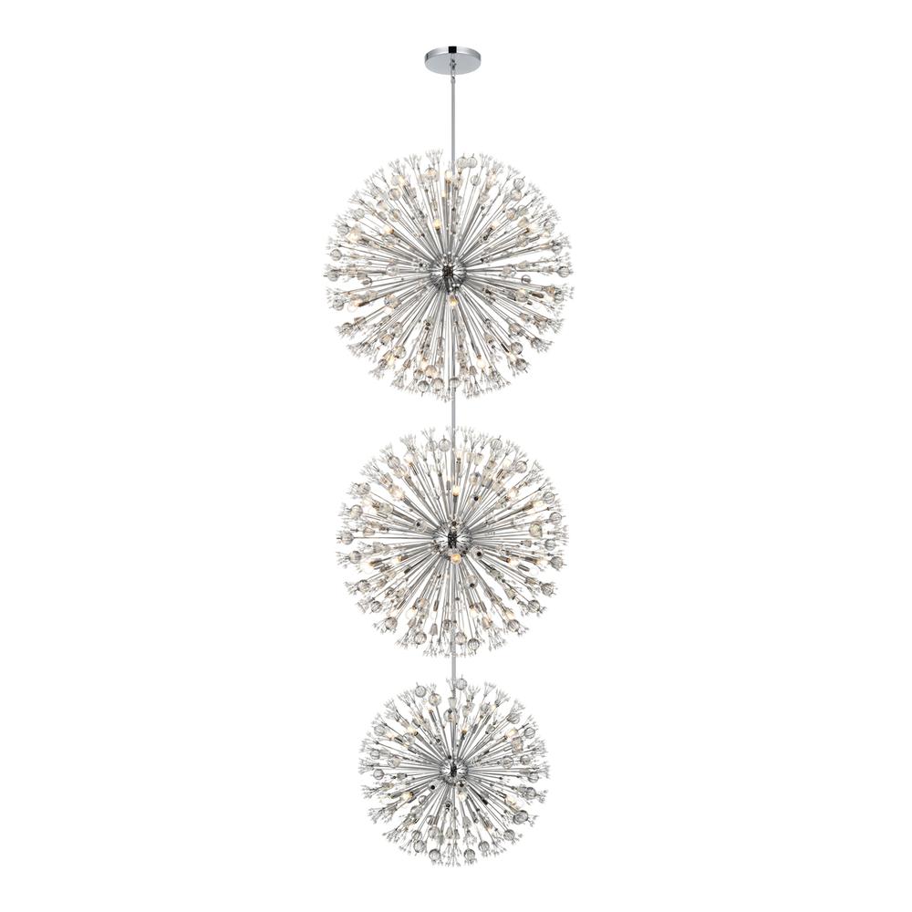 Vera 48 inch three tiers crystal starburst chandelier in chrome. Picture 1