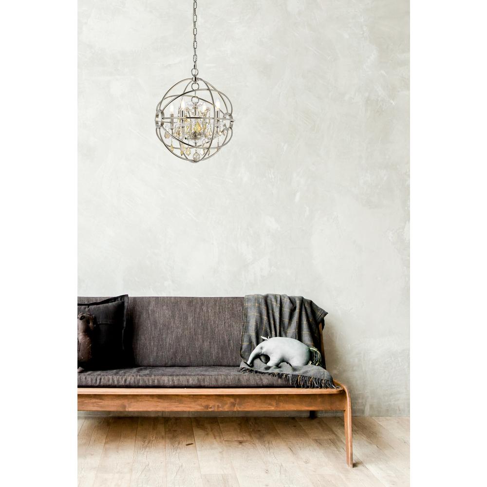 Geneva 4 light polished nickel Pendant Golden Teak (Smoky) Royal Cut crystal. Picture 8
