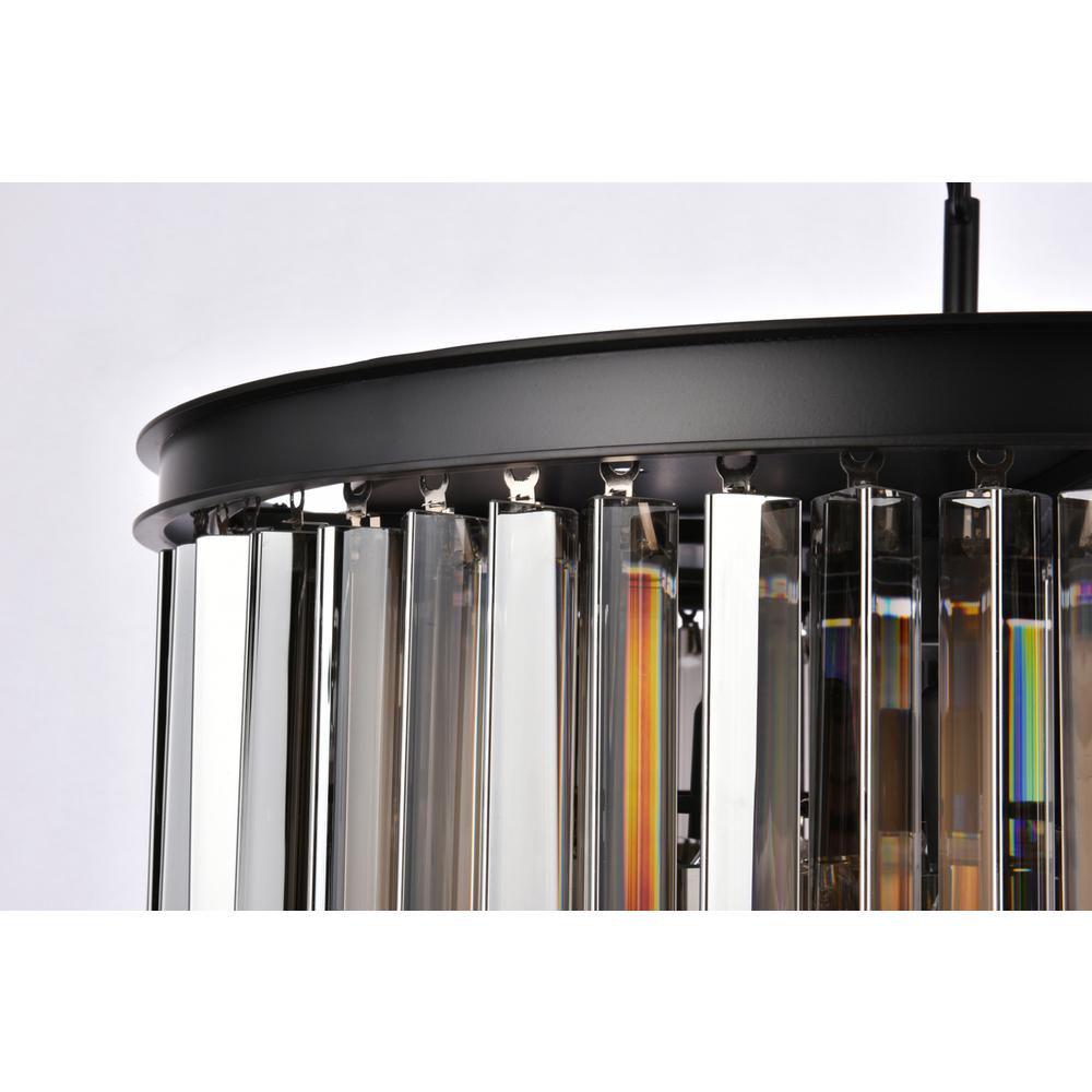 Sydney 8 light Matte Black Chandelier Silver Shade (Grey) Royal Cut Crystal. Picture 4