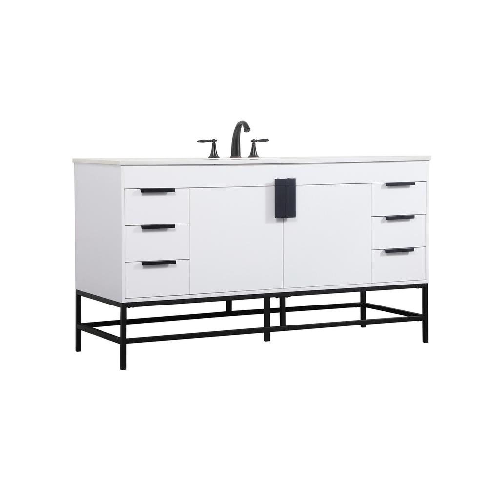 60 inch Single bathroom vanity in white. Picture 7