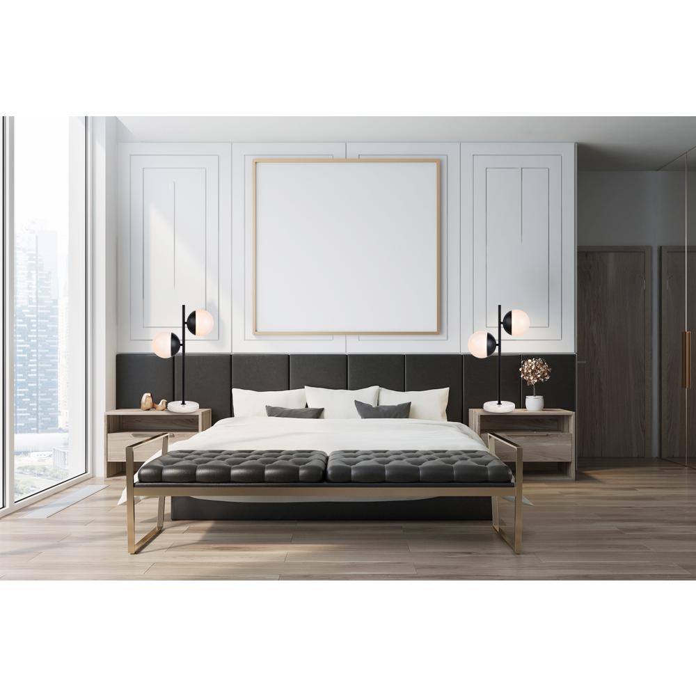 Eclipse 2 Lights Black Table Lamp With Frosted White Glass. Picture 6