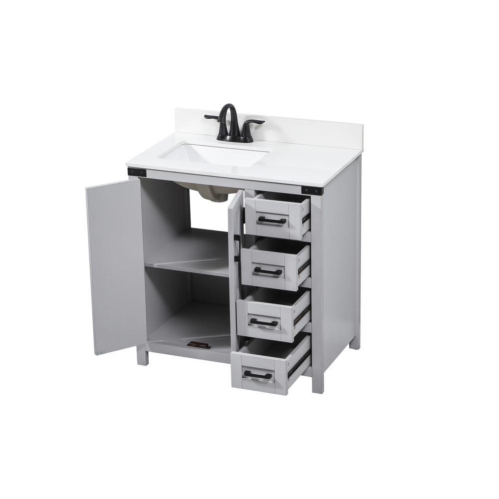 32 inch Single bathroom vanity in grey with backsplash. Picture 9
