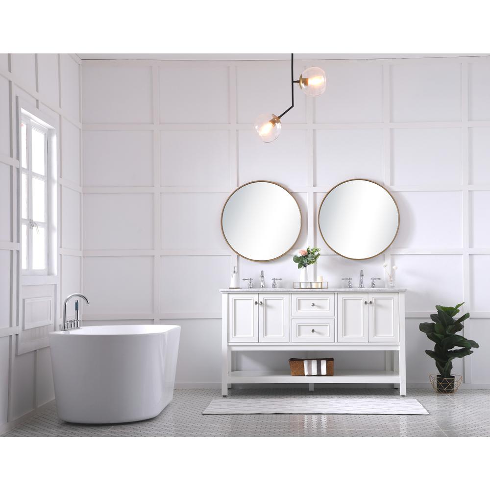 60 in. double sink bathroom vanity set in White. Picture 7