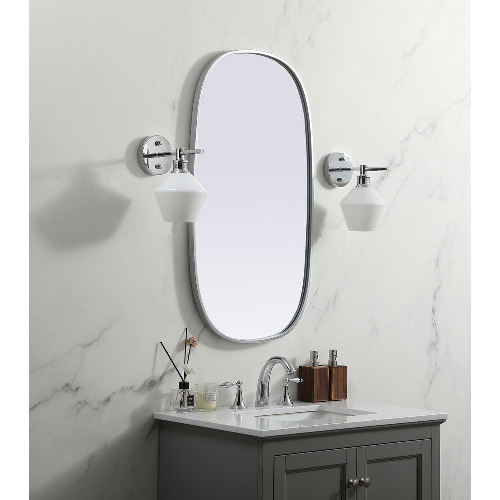 Metal Frame Oval Mirror 20x36 Inch in Silver. Picture 2
