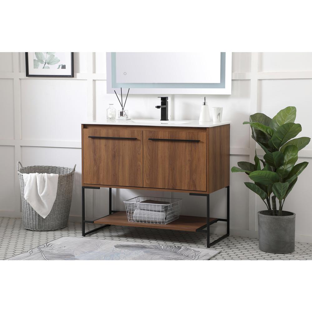 40 inch  Single Bathroom Vanity in Walnut Brown. Picture 2