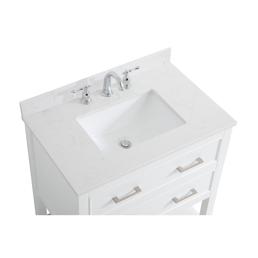 30 inch Single Bathroom Vanity in White with Backsplash. Picture 10