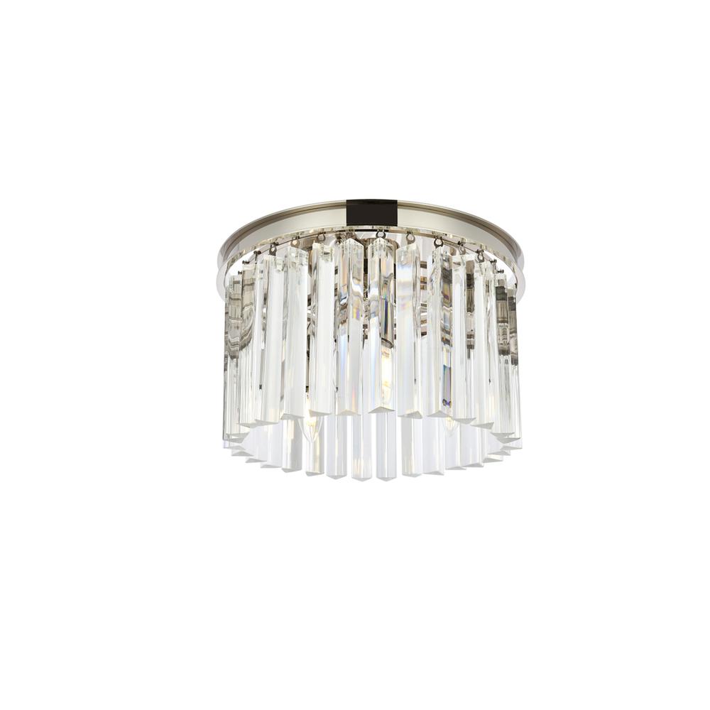 Sydney 3 light polished nickel Flush Mount Clear Royal Cut Crystal. Picture 2