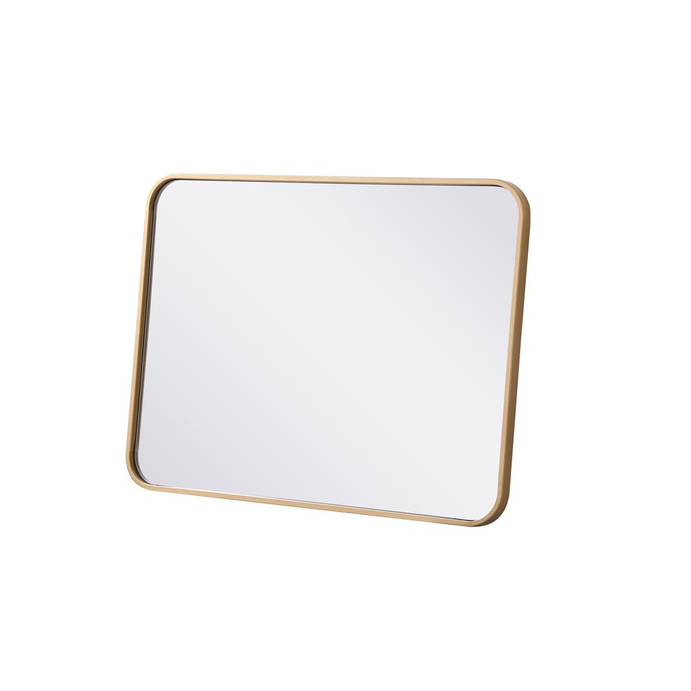 Soft corner metal rectangular mirror 22x30 inch in Brass. Picture 7