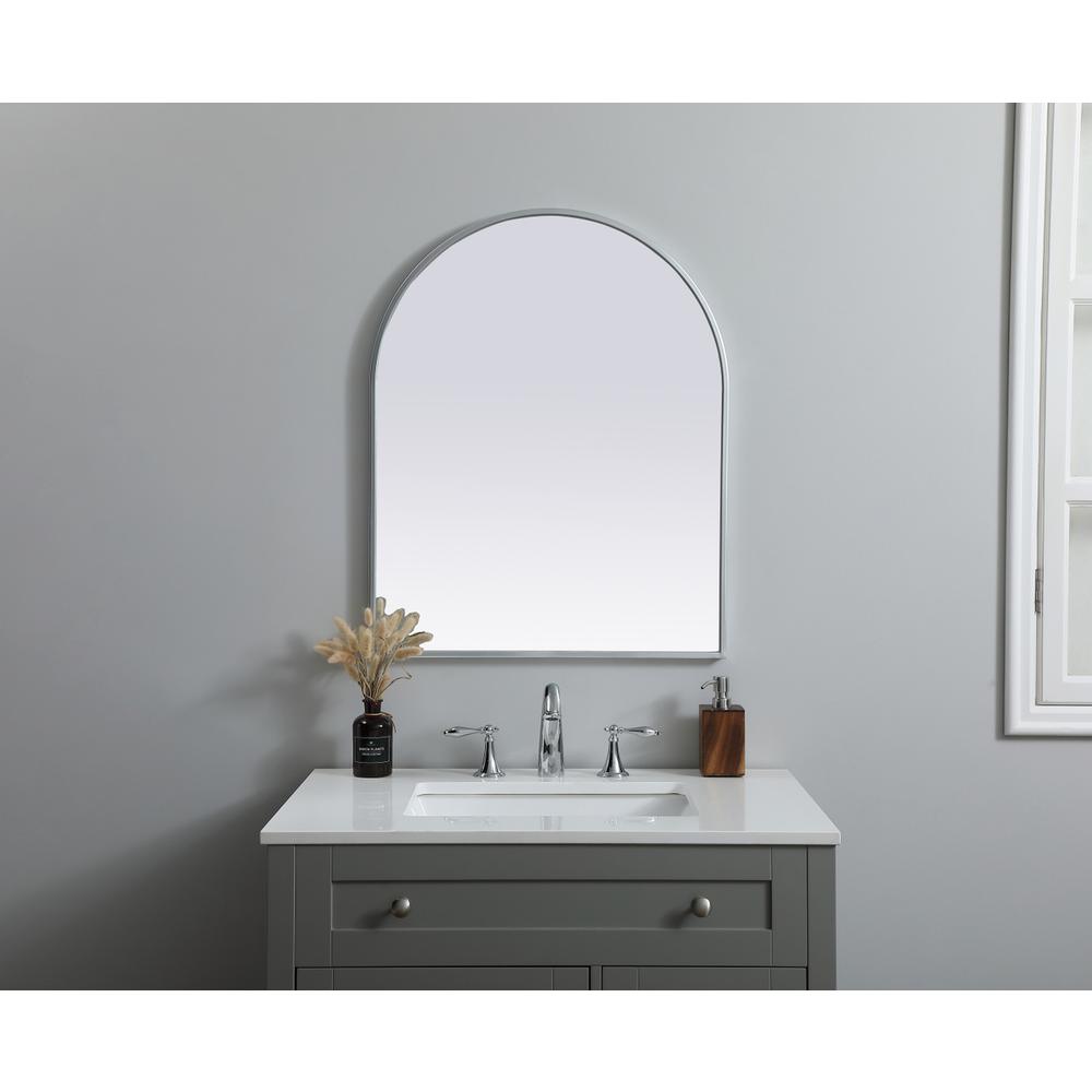 Metal Frame Arch Mirror 24x30 Inch in Silver. Picture 9