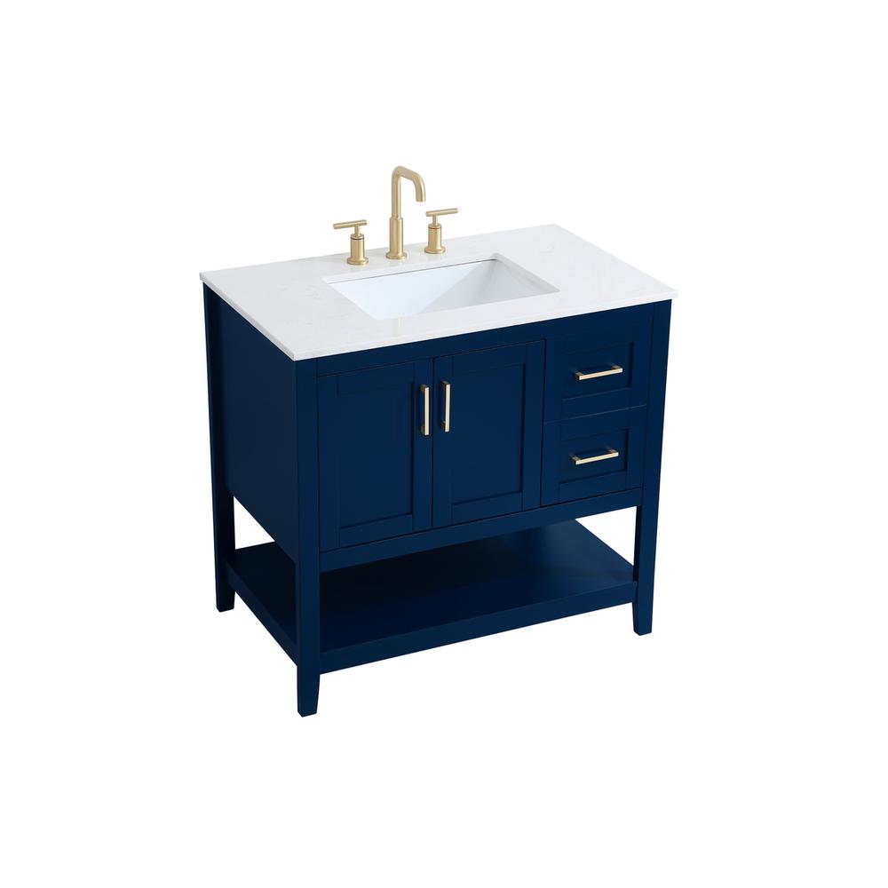 36 inch Single Bathroom Vanity in Blue. Picture 7
