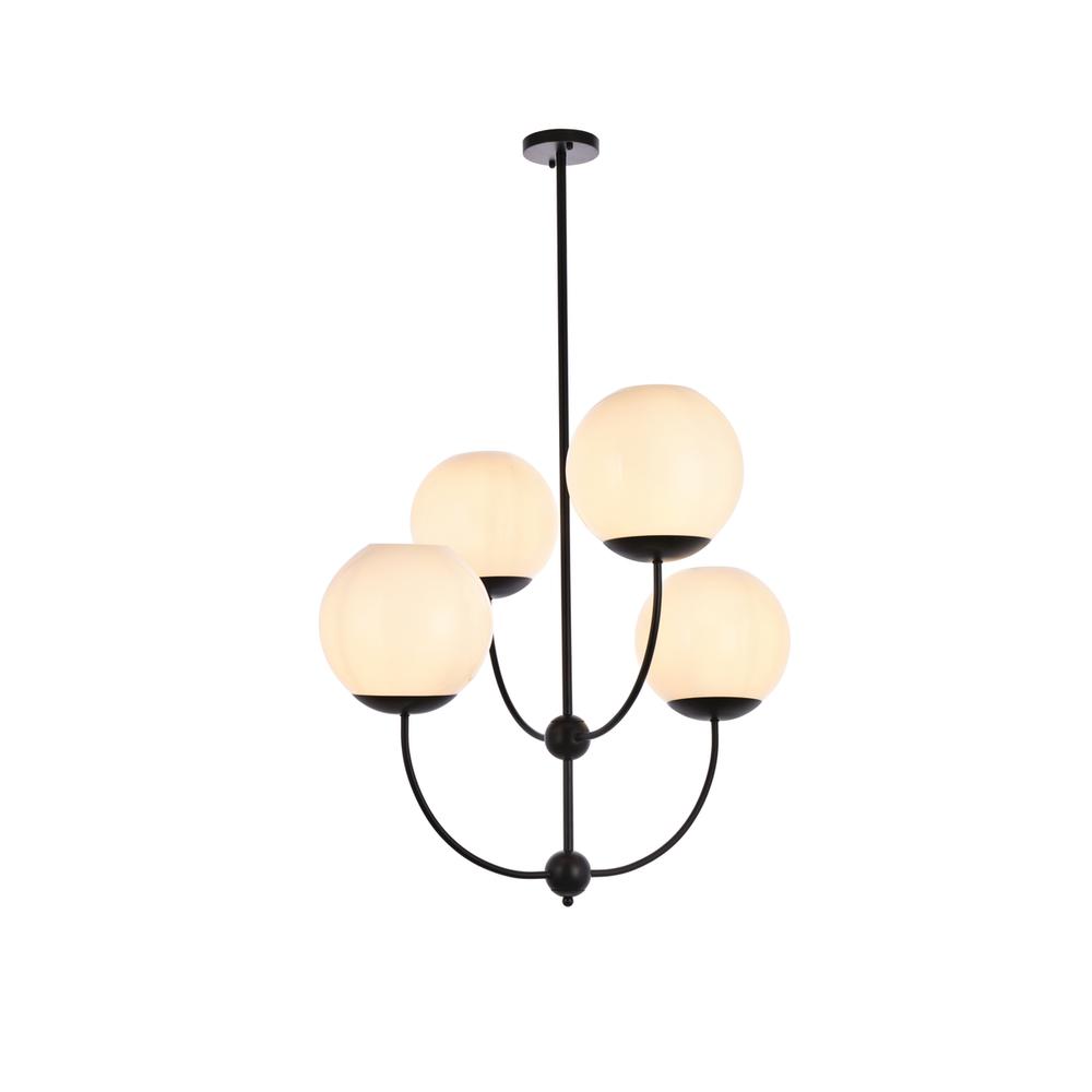 Lennon 31.5 inch pendant in black with white shade. Picture 1
