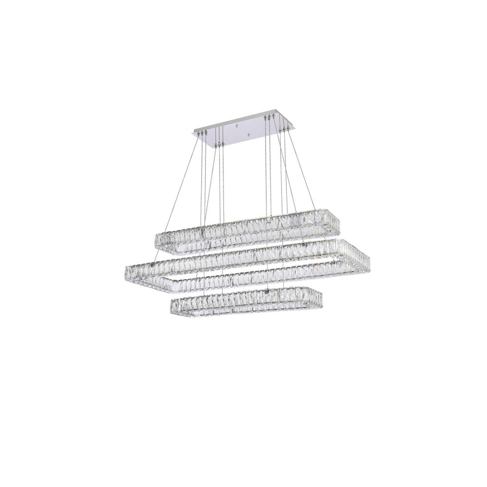 Monroe 50 inch LED triple rectangle pendant in chrome. Picture 6
