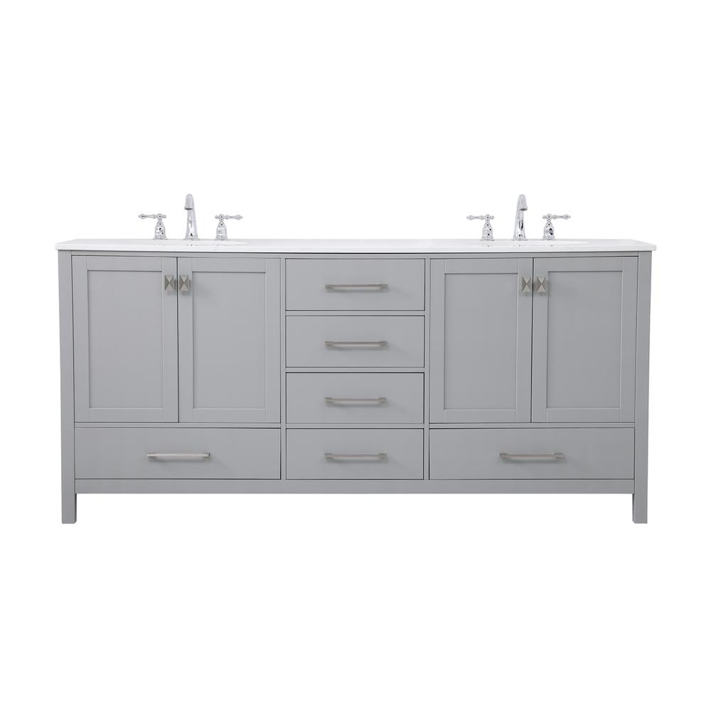 72 inch Double Bathroom Vanity in Gray. Picture 1