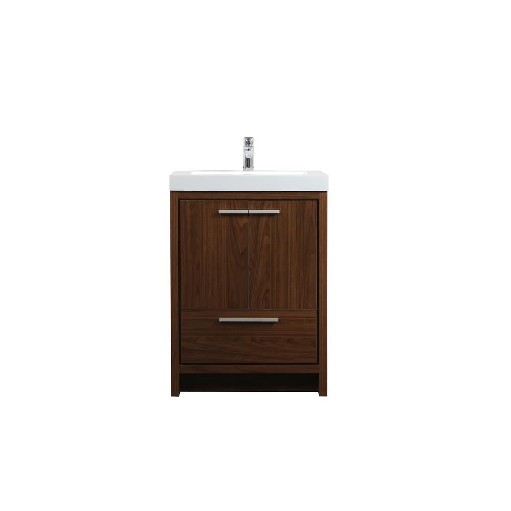 24 inch Single bathroom vanity in Walnut. Picture 1