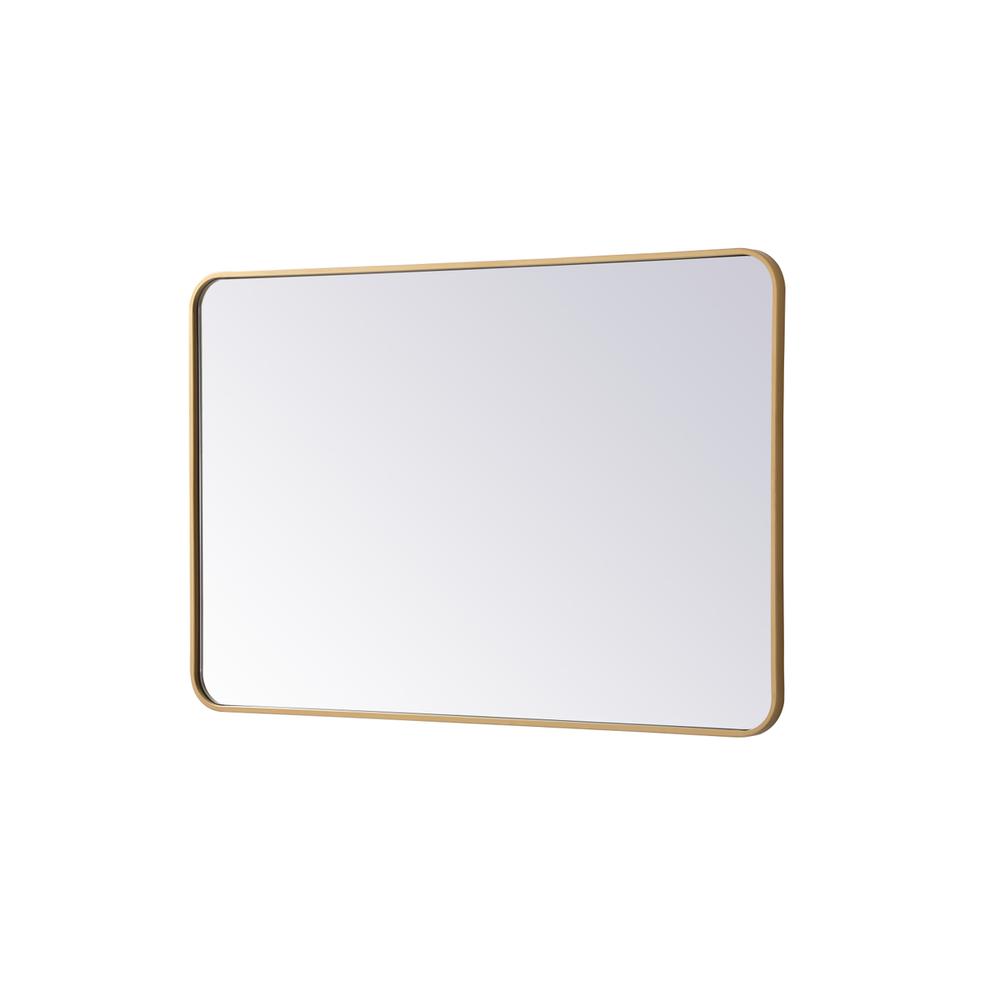 Soft corner metal rectangular mirror 28x42 inch in Brass. Picture 5