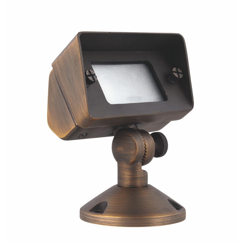 Flood Light W2In D4In H6In Antique Brass Includes Stake G4 Halogen 35W. Picture 1