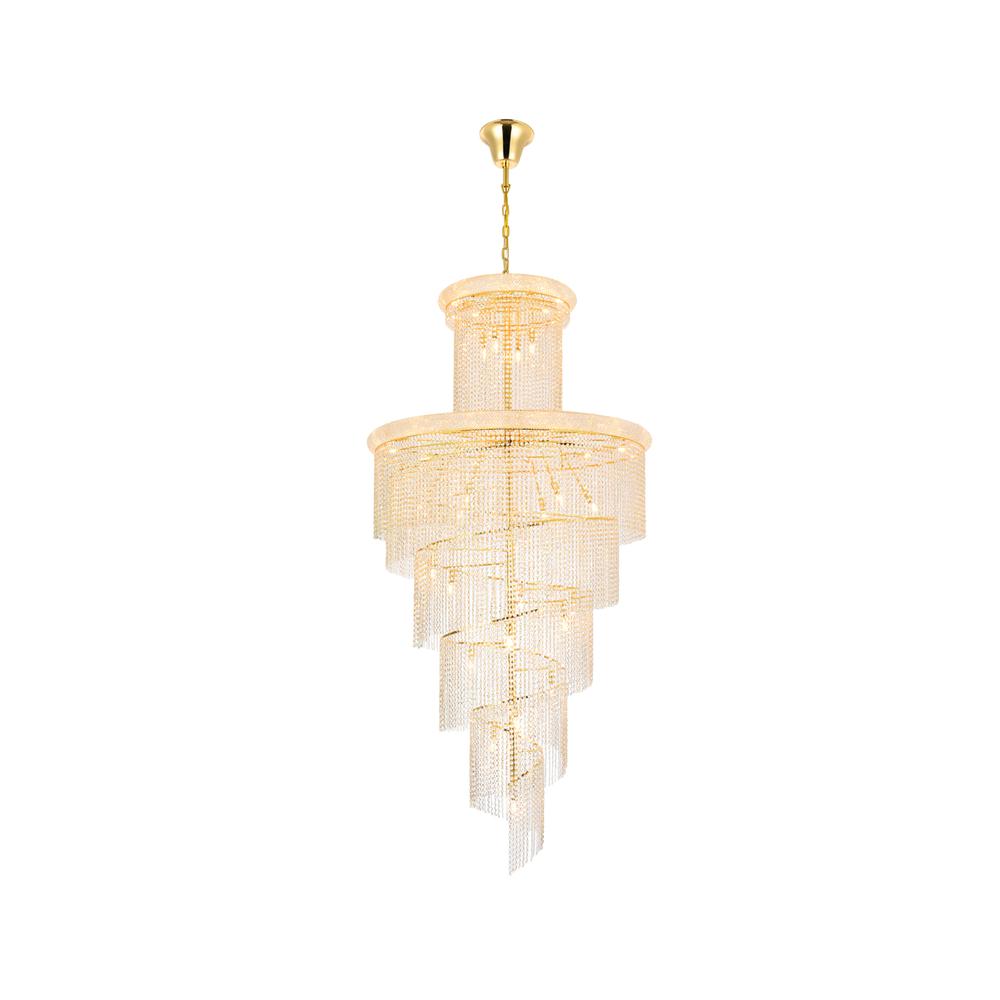 Spiral 41 light Gold Chandelier Clear Royal Cut Crystal. Picture 1