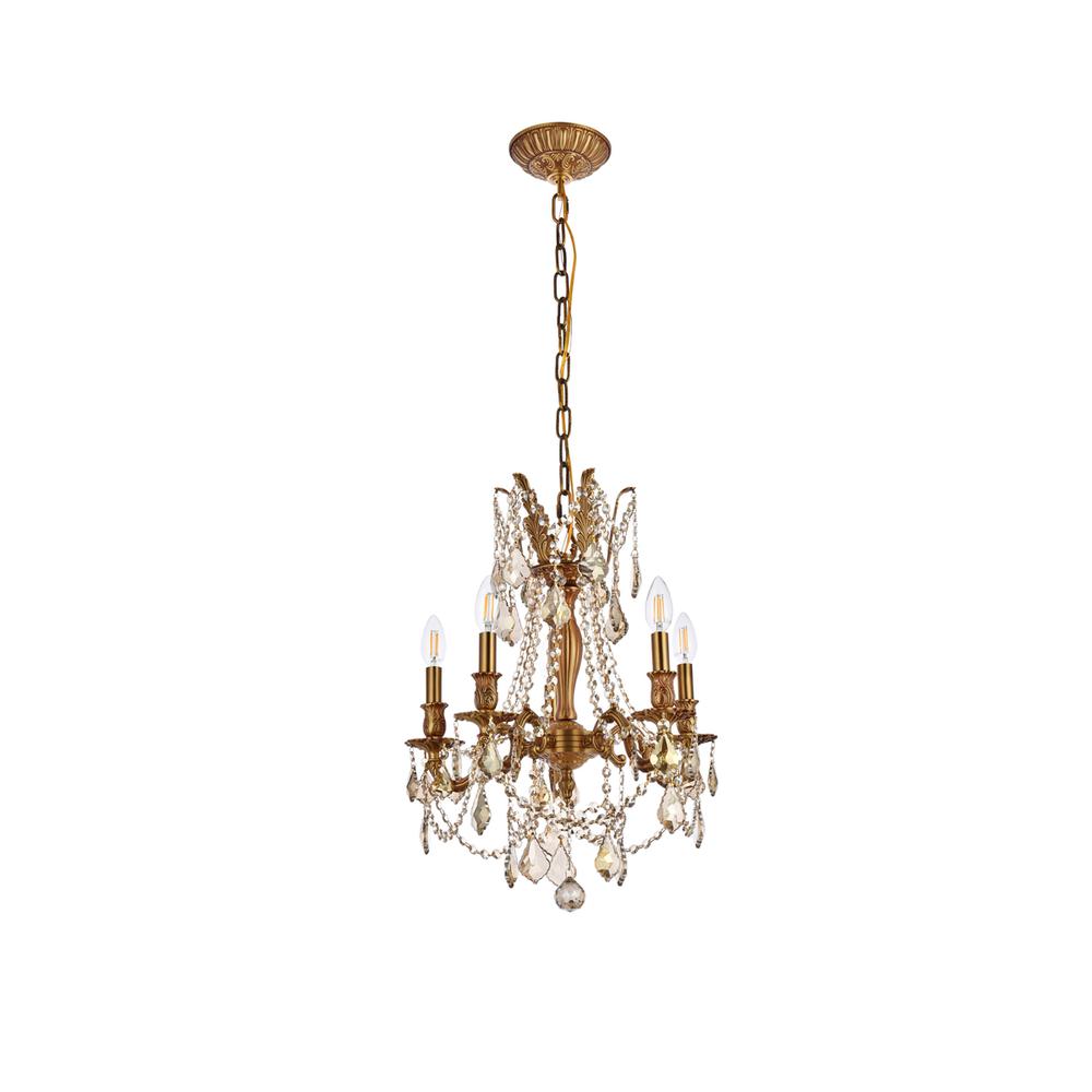 Rosalia 5 light French Gold Pendant Golden Teak (Smoky) Royal Cut Crystal. Picture 6