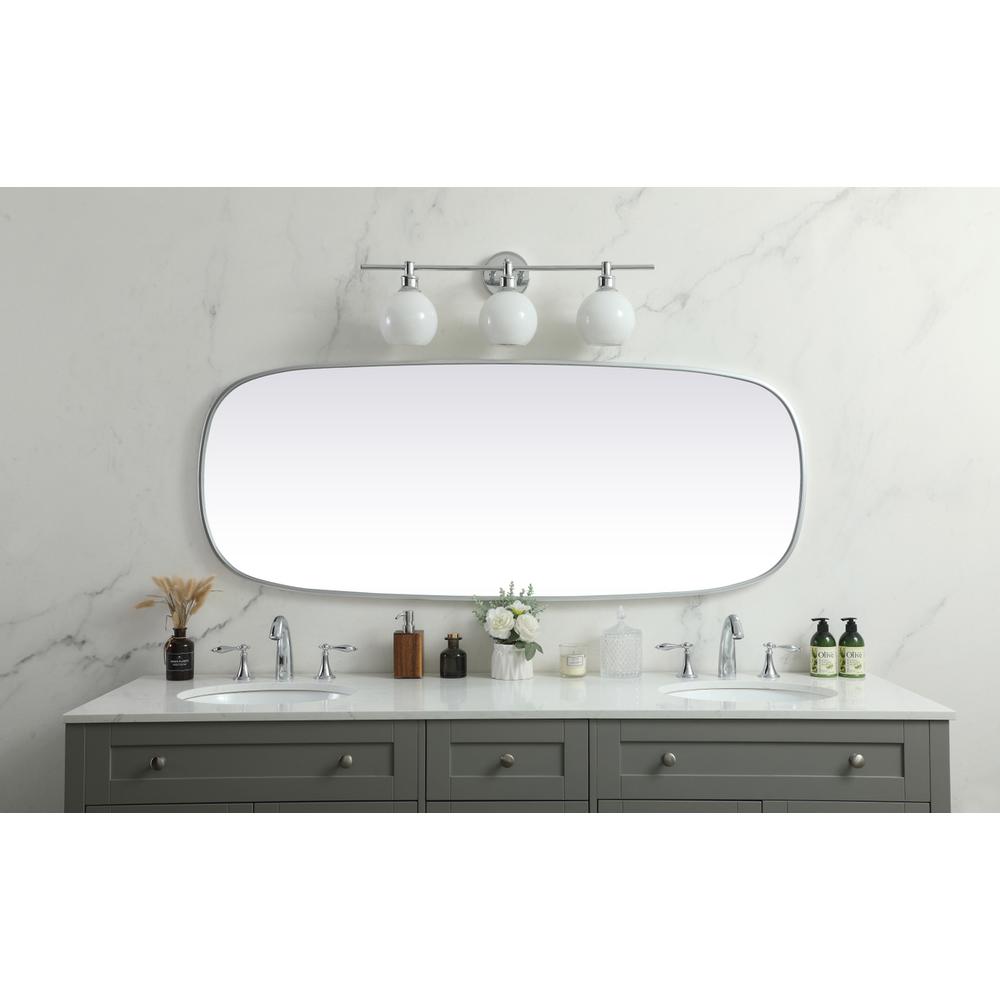 Metal Frame Oval Mirror 24x60 Inch in Silver. Picture 3