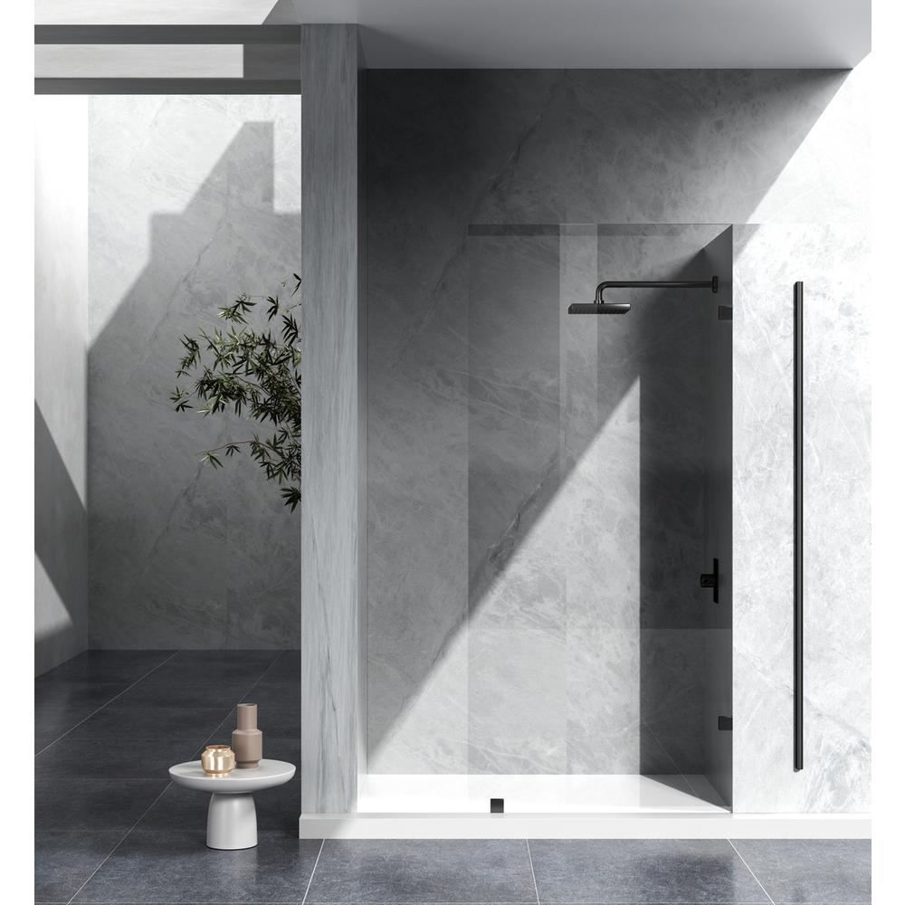 Fixed frameless shower door 35 x 78 Matte Black. Picture 1