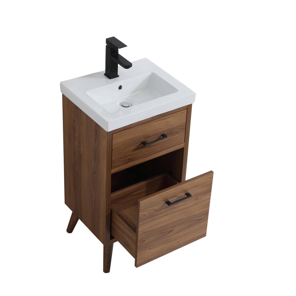 18 inch bathroom vanity in walnut brown. Picture 8